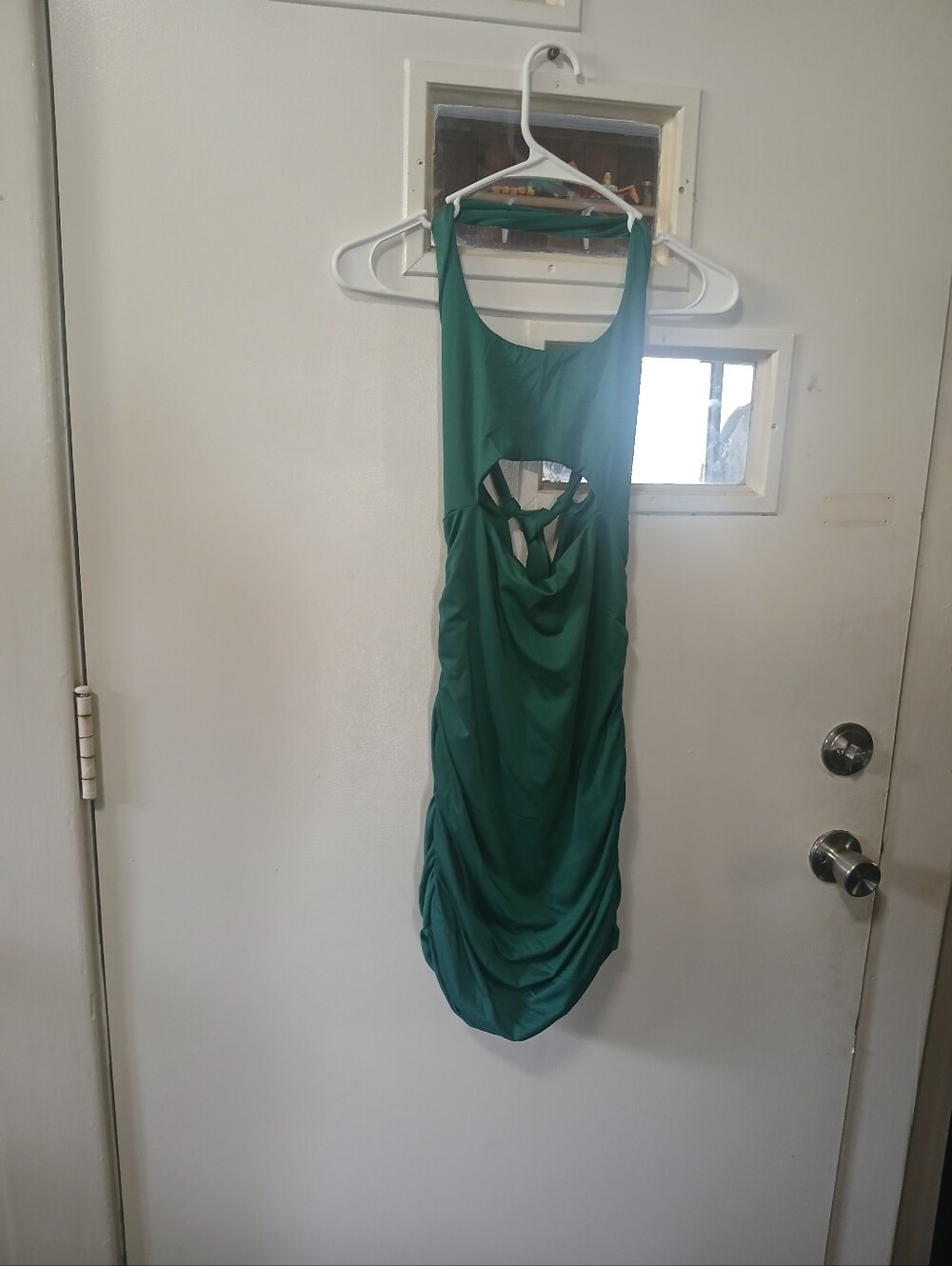 Green Cutout Ruched Bodycon Dress